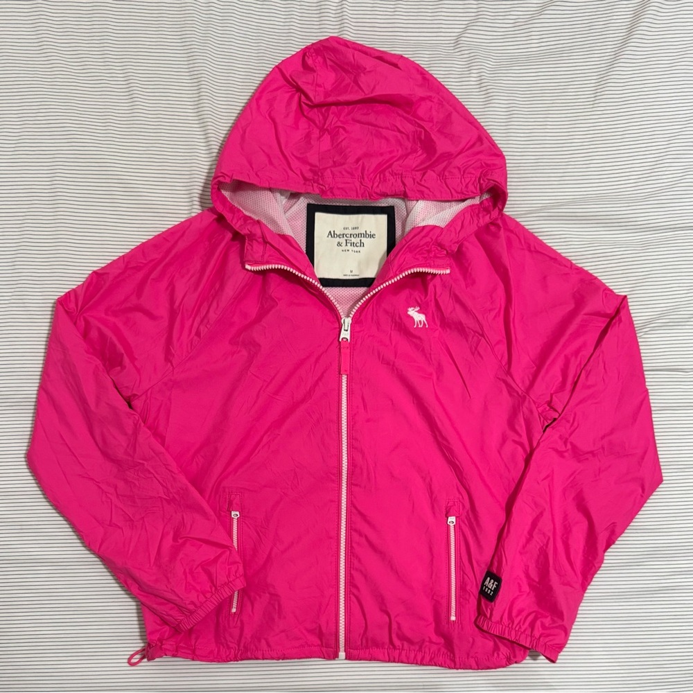 Abercrombie & Fitch - Women's Medium Pink Full Zip Hooded Windbreaker Jacket